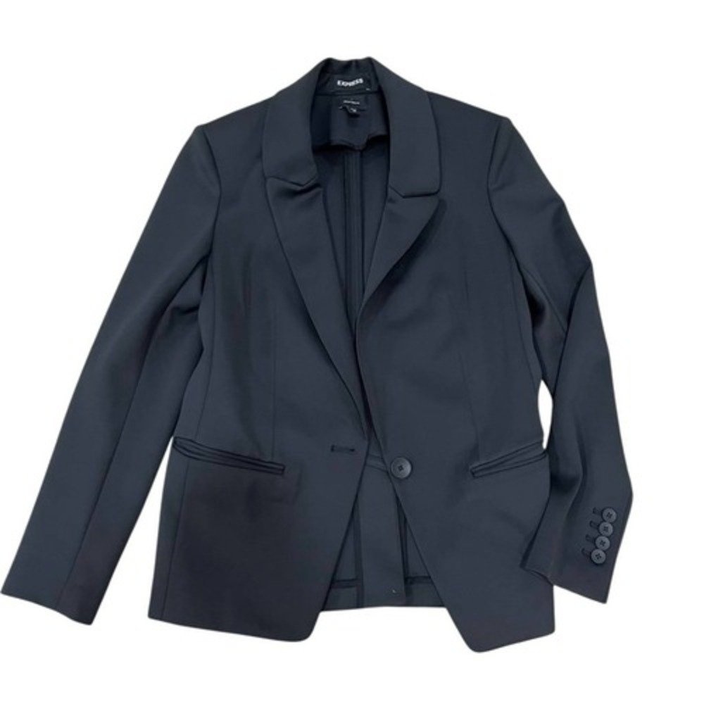 Express Supersoft Double Knit Blazer Women's XS Black Long Sleeve Formal Busines